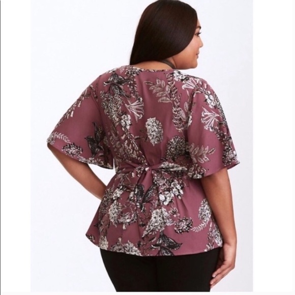 Torrid Purple Floral Kimono Style Blouse 2X - Picture 4 of 8